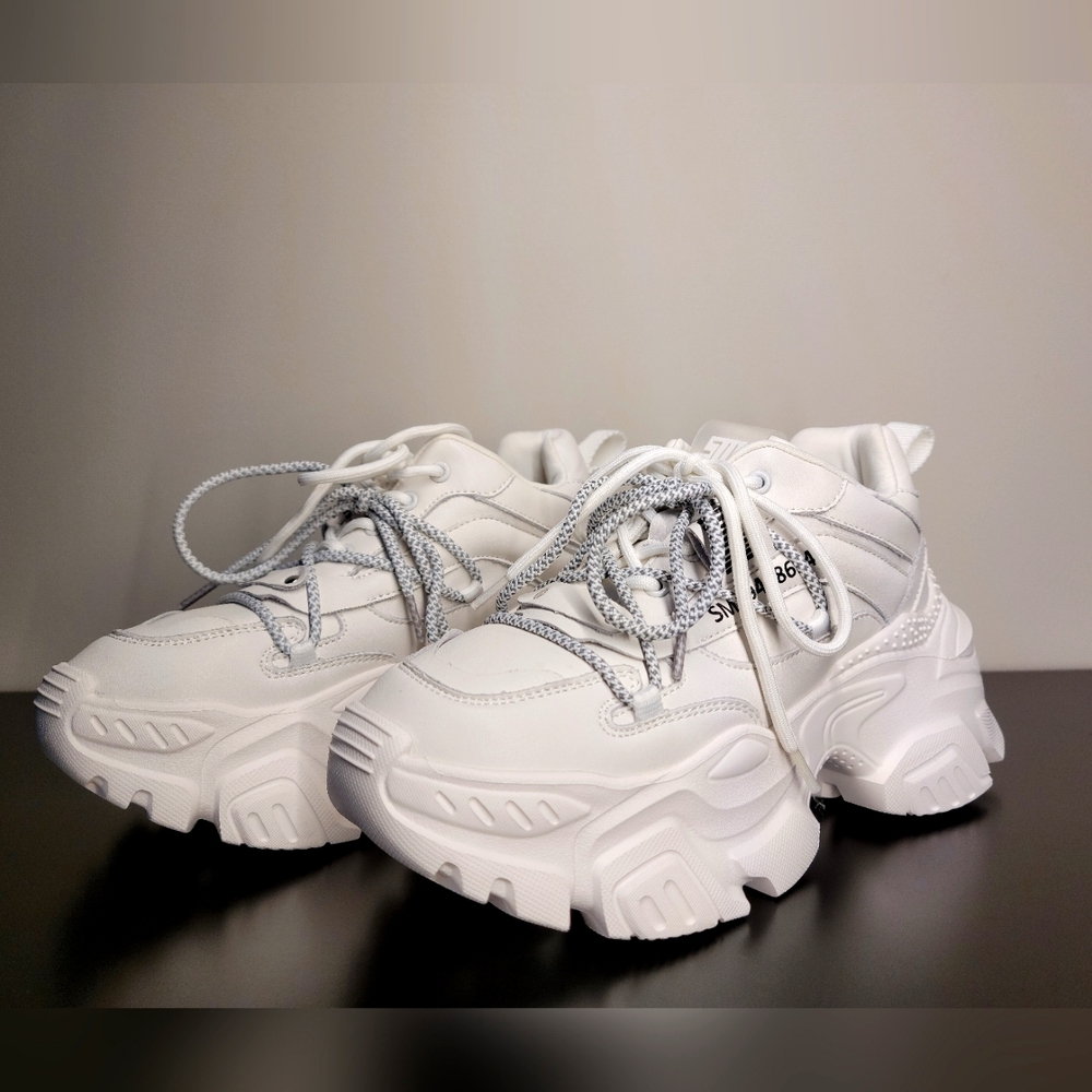 Steve Madden Troyy White Leather Platform Sneakers